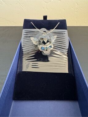 NIB Swarovski Passenger Montana Skull Pendant Necklace